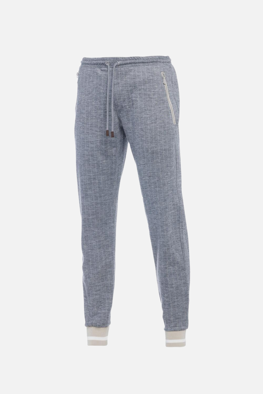 Grey pinstripe jogger pants