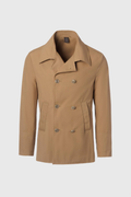 Camel technical cotton double-breasted peacoat