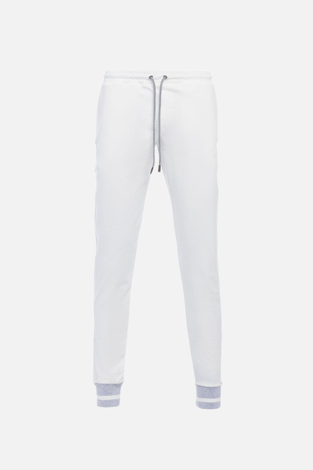 Pantalone in cotone bianco con fondo bicolore
