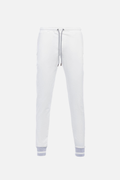 Pantalone in cotone bianco con fondo bicolore