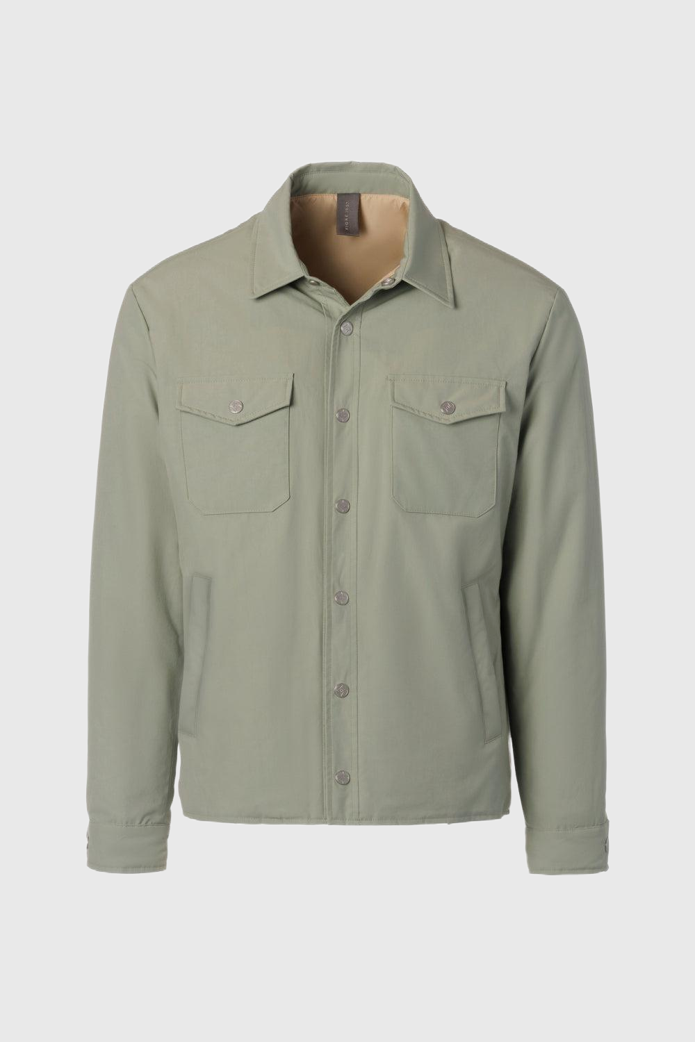 Sage green technical cotton overshirt