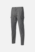 Gray natural stretch wool poplin cargo trousers
