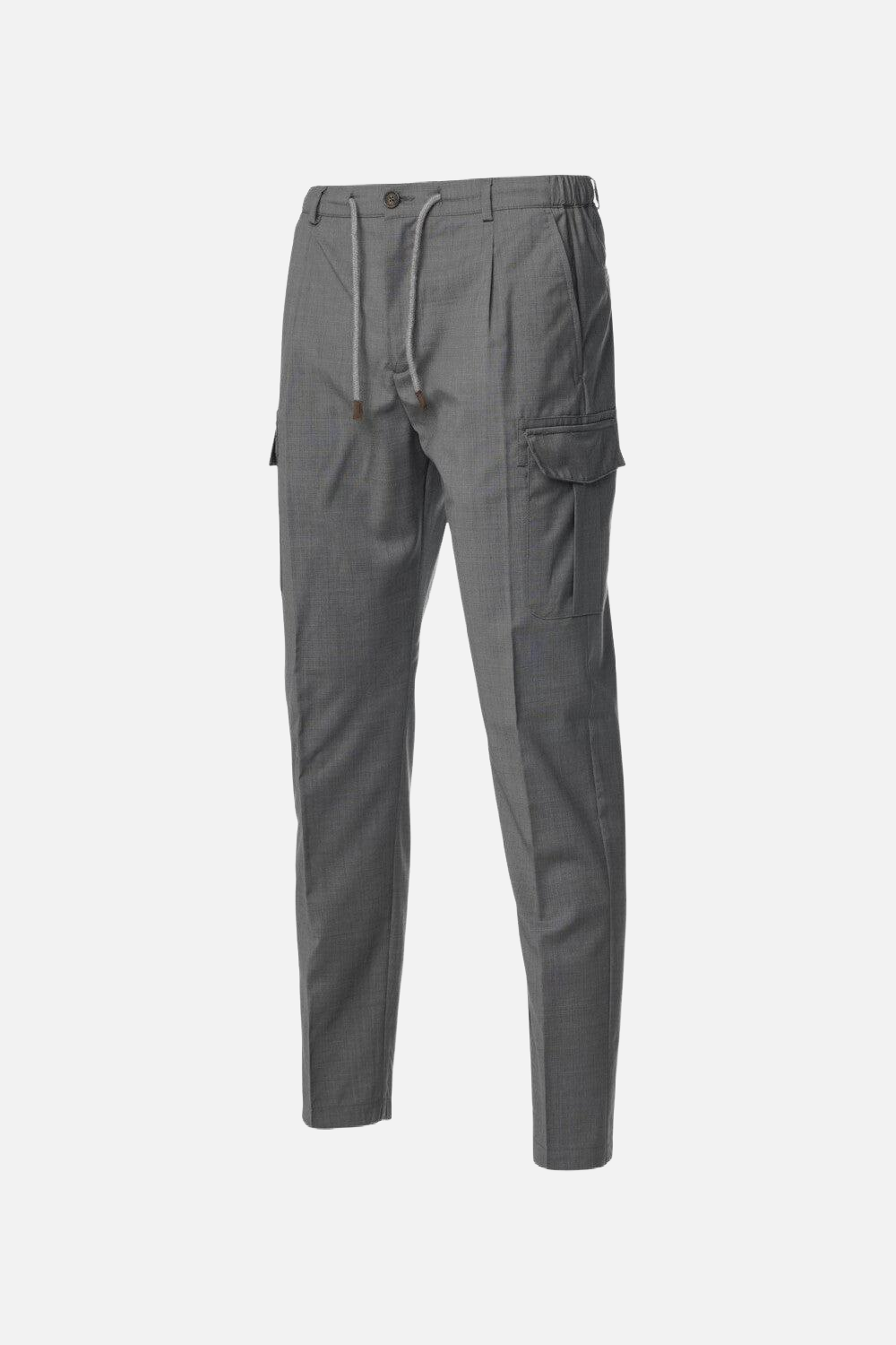 Pantalone Cargo in popeline di lana natural stretch grigio