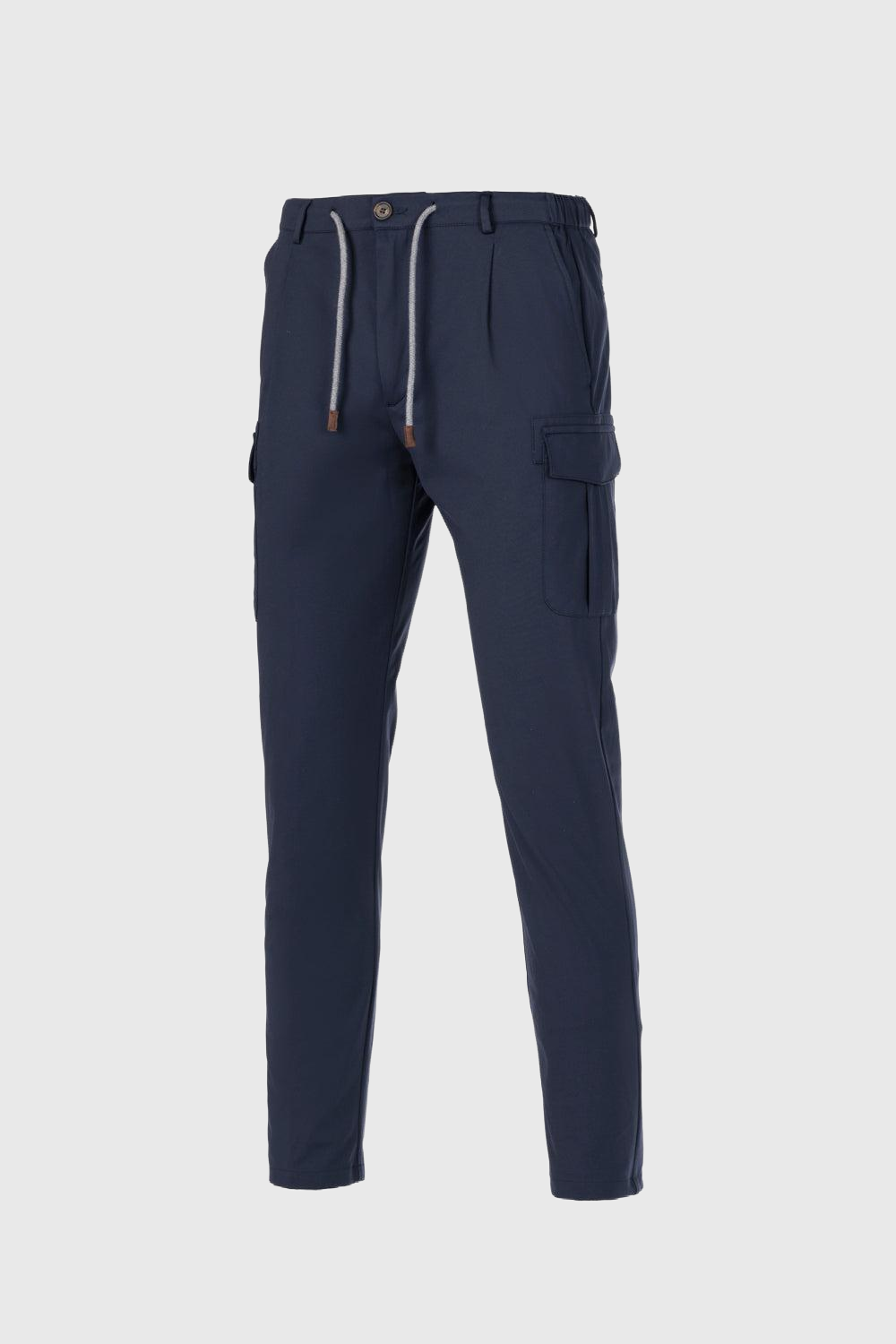 Pantalone coulisse cargo in nylon comfort blu navy