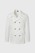 White technical cotton double-breasted caban