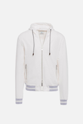 White cotton hooded zip-up sweatshirt