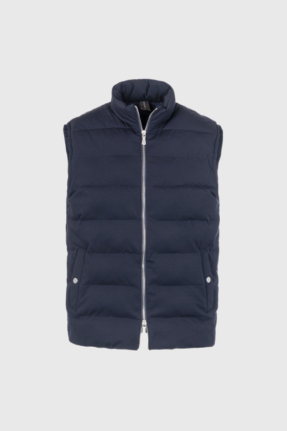 Navy blue cashmere padded gilet