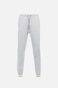 Pantalone in cotone grigio con fondo bicolore