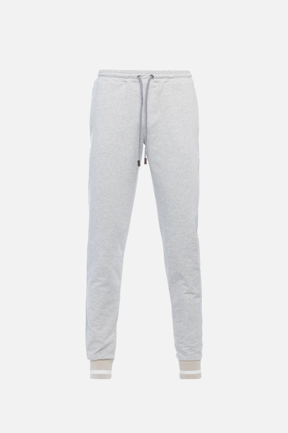 Grey cotton trousers with two-tone hem
