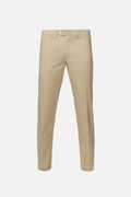 Beige comfort cotton slim-fit trousers