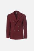 Giacca doppiopetto taglio vivo in cotone piquet stretch bordeaux