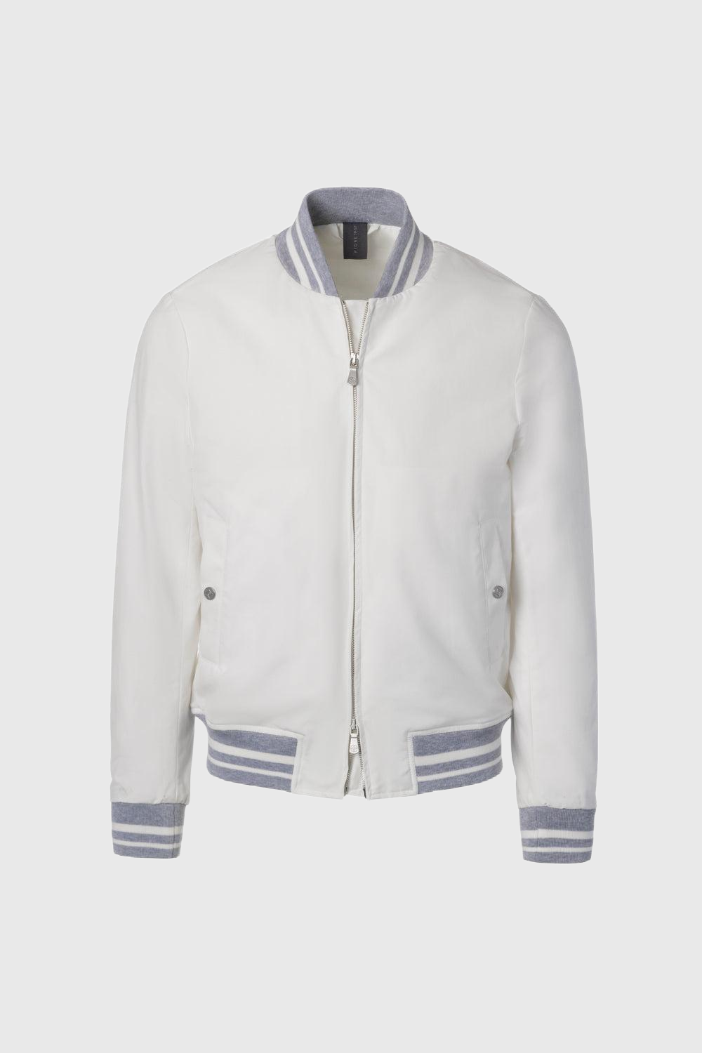 White technical cotton varsity jacket