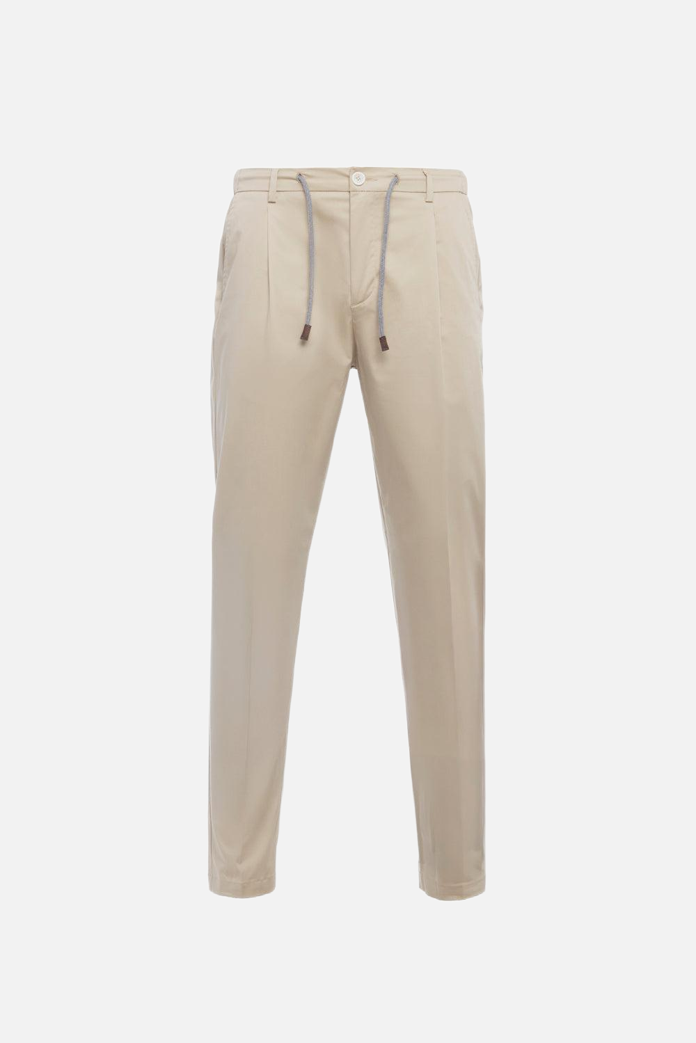 Amalfi one-pleat trousers with drawstring, beige
