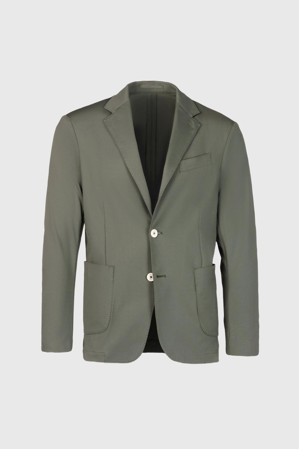 Giacca decostruita in nylon comfort con tasche a toppa verde militare