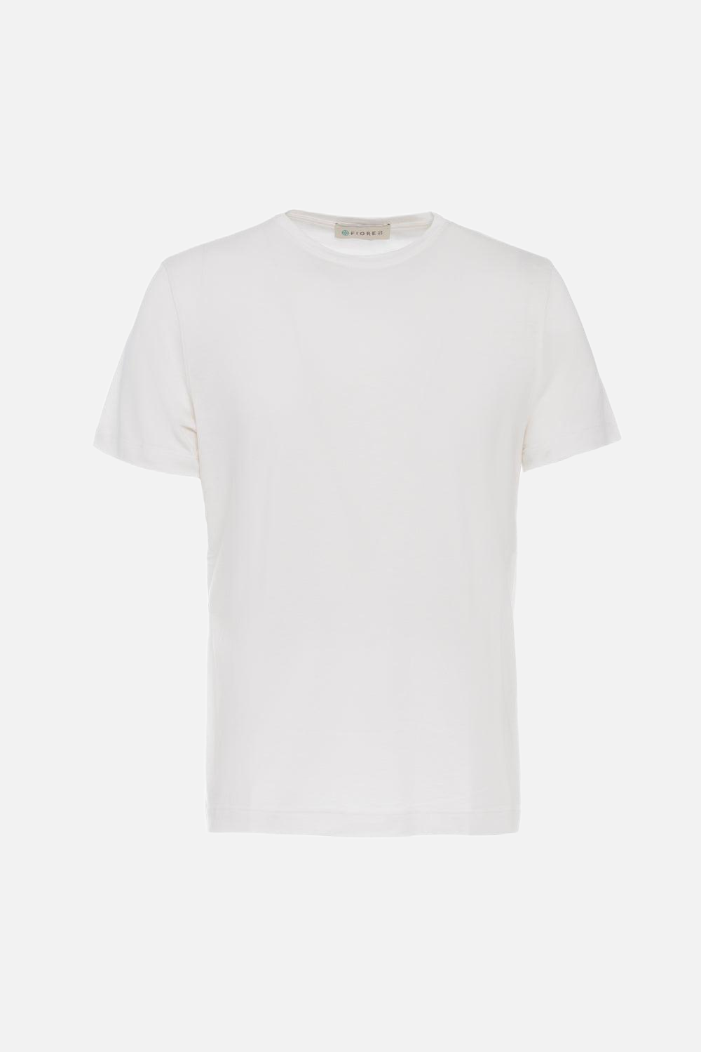 White cotton and bamboo t-shirt