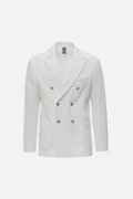 Giacca doppiopetto taglio vivo in cotone piquet stretch bianco