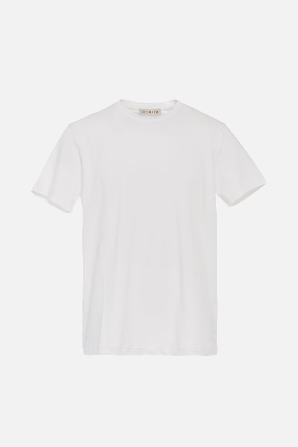 Stretch cotton T-shirt in white