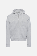 Grey cotton hooded zip sweatshirt
