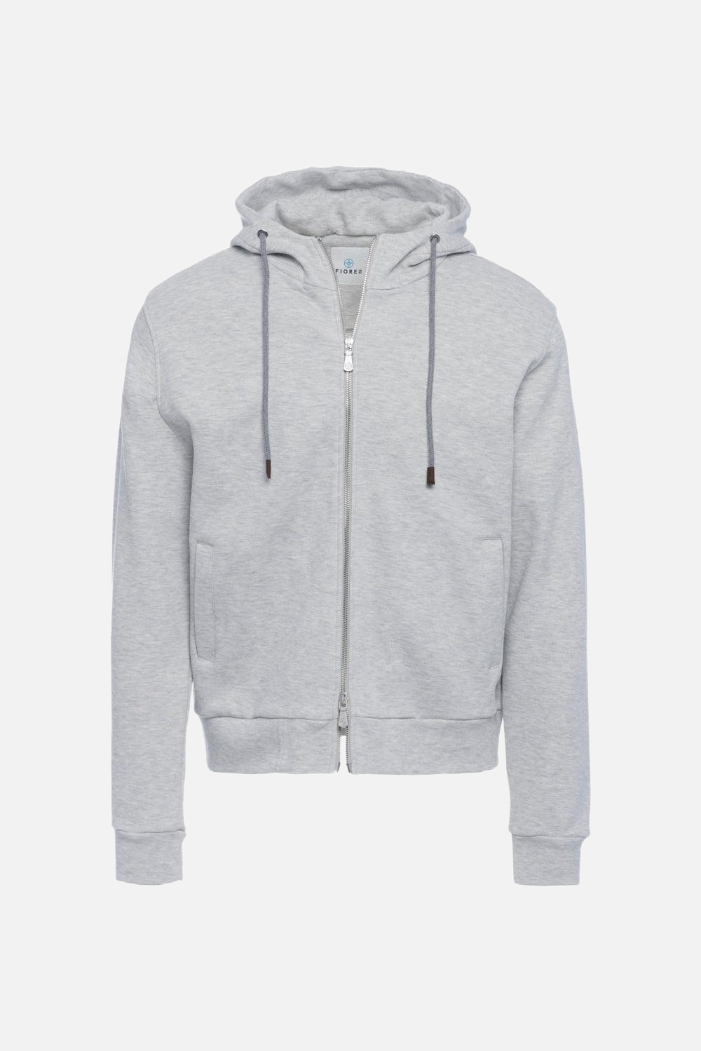 Grey cotton hooded zip sweatshirt