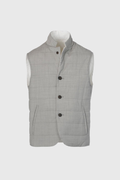 Reversible two-material gilet in wool poplin and light gray technical cotton