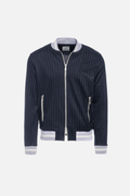 Blue pinstripe zip-up sweatshirt