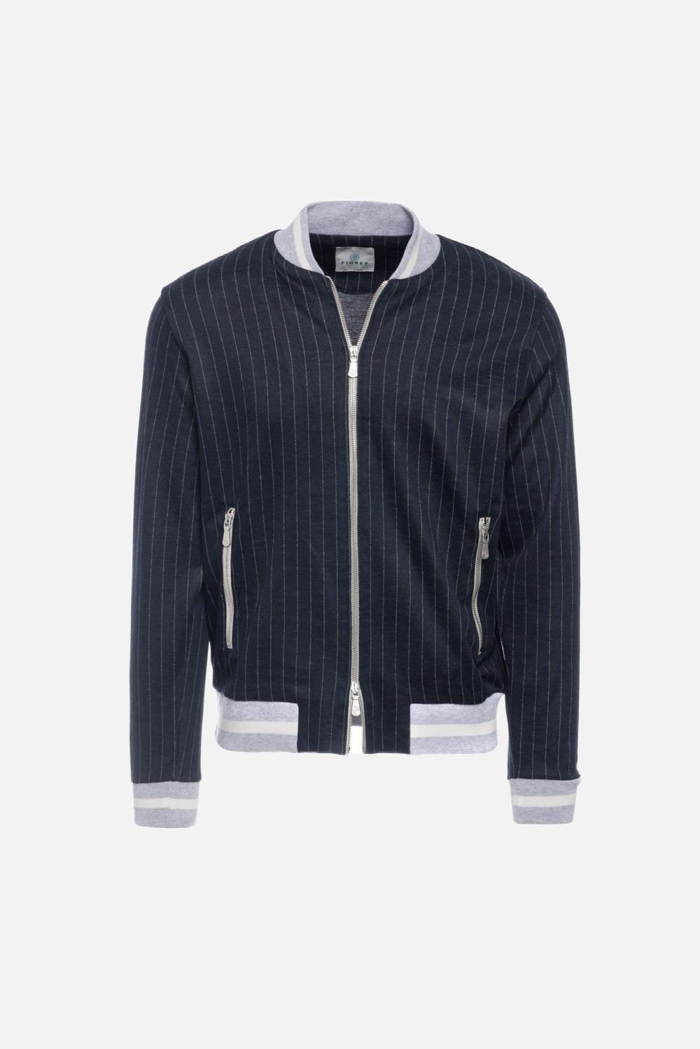 Blue pinstripe zip-up sweatshirt