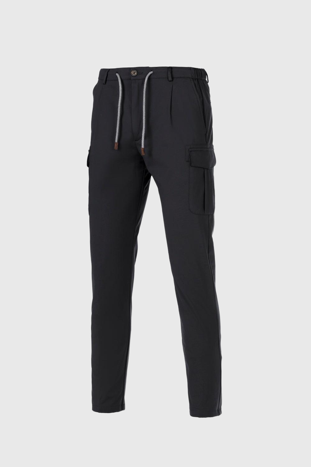 Pantalone coulisse cargo in nylon comfort nero