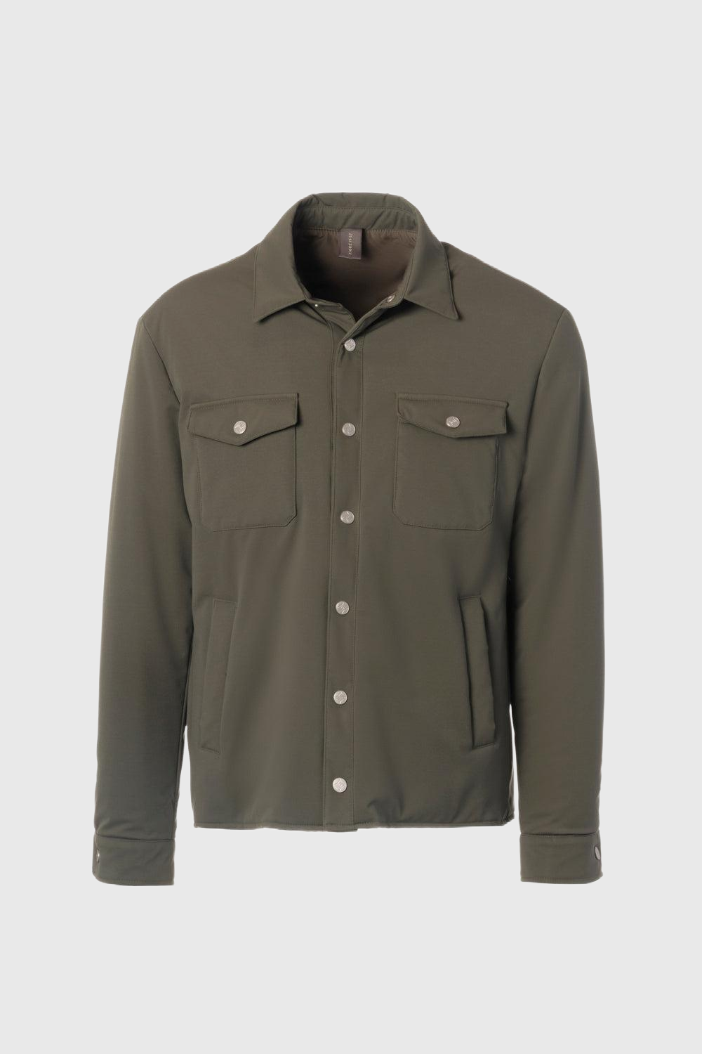 Military green stretch membrane nylon overshirt